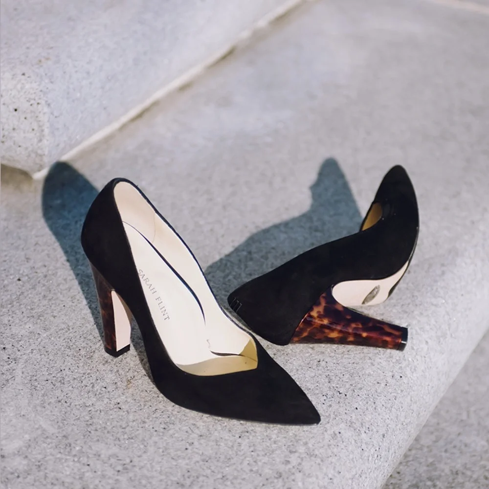 Sarah Flint • Perfect Jay Pump 100 in Black Suede leather heels pointed toe - Picture 4 of 14